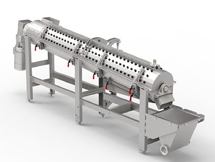 Stainless steel conveyor belt with a white background