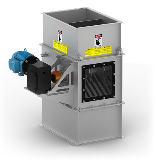 Metal box with a blue motor on top of it, set against a white background