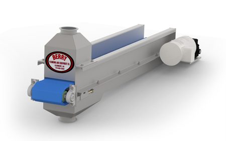Machine with a blue and white belt on a white background