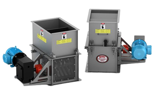 Two machines, a berry crusher and a crusher, sitting side by side on a white background