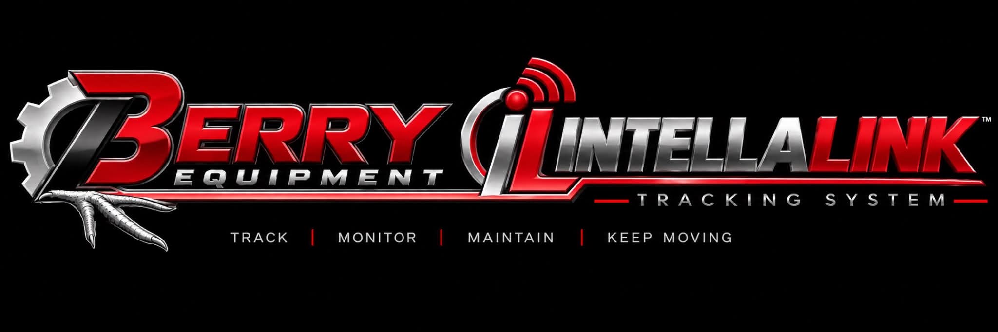 Black background with the text "Berry Equipment Intellalink Tracking System" and a logo of a berry